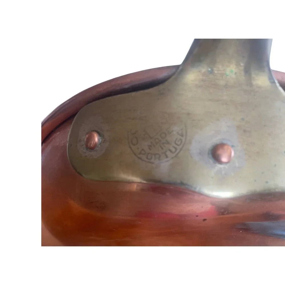 Vintage COP Made in Portugal Copper Oval Au Gratin Pan | Brass Handle | 10
